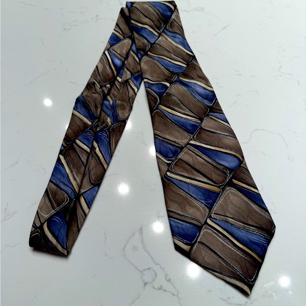 Arrow Blue and Brown Patterned Tie